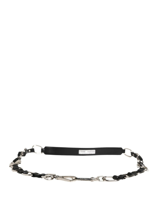 Dolce & Gabbana Black Leather Silver Chain Bag Accessory Shoulder Strap Dolce & Gabbana Xosier