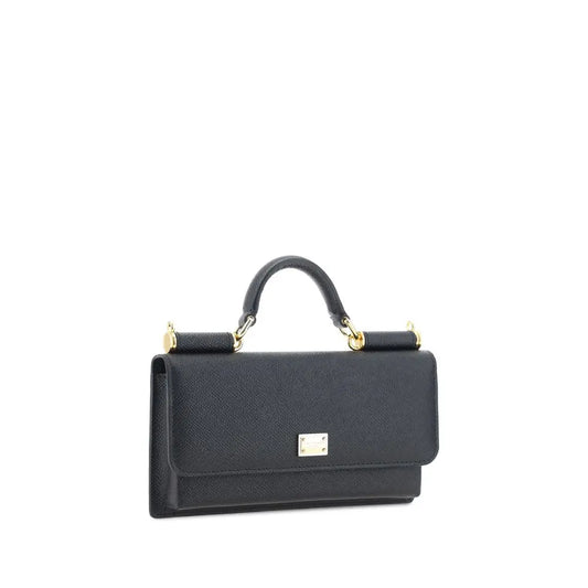 Dolce & Gabbana Black Calf Leather Bos Taurus Shoulder Bag Dolce & Gabbana