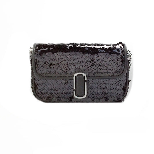 Marc Jacobs The Mini J Marc Shoulder Bag Black Sequined Crossbody Bag Marc Jacobs