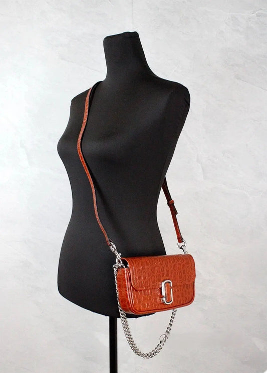 Marc Jacobs The Mini Shoulder Bag Spice Brown Embossed Leather Crossbody Bag Marc Jacobs