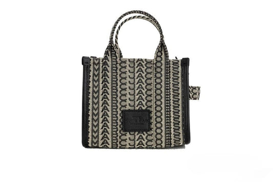 Sac bandoulière Marc Jacobs The Monogram Beige Mini Tote en toile jacquard tissée