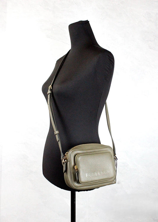 Sac bandoulière appareil photo Burberry en cuir grainé vert fougère foncé, petit modèle, avec logo