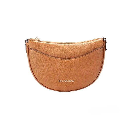 Sac à bandoulière demi-lune en cuir grainé Michael Kors Dover Small Luggage