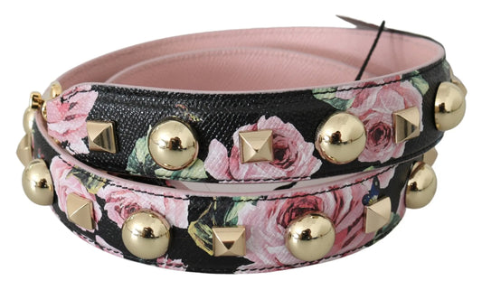 Dolce & Gabbana Pink Floral Leather Stud Accessory Shoulder Strap Dolce & Gabbana