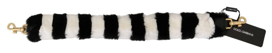 Dolce & Gabbana Black White Lapin Fur Accessory Shoulder Strap Dolce & Gabbana