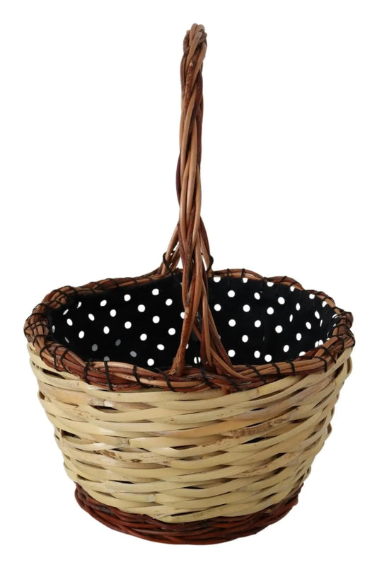 Dolce & Gabbana Beige Wood Wicker Rattan Basket Tote Bag Dolce & Gabbana