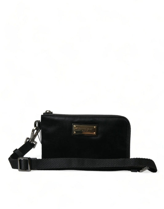 Dolce & Gabbana Black Nylon Logo Plaque Keyring Pouch Clutch Bag Dolce & Gabbana