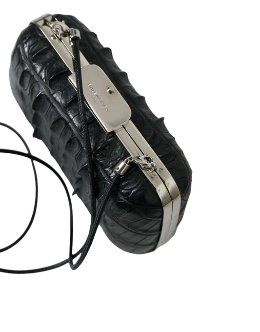 Balenciaga Black Exotic Skin Leather Shoulder Crossbody Box Clutch Bag Balenciaga