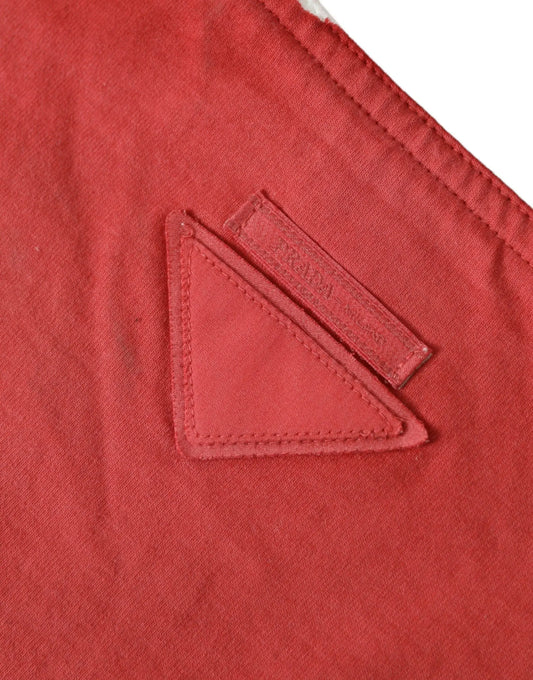 Prada Red Jersey Fabric Logo Shoulder Shopping Tote Bag Prada
