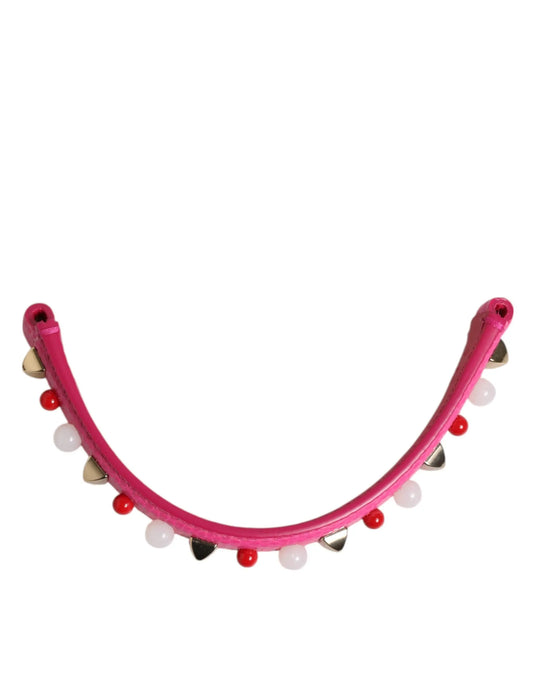 Dolce & Gabbana Pink Embellished Leather Bag Handle Women Shoulder Strap Dolce & Gabbana Xosier