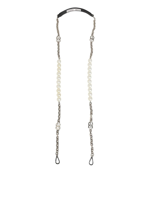 Dolce & Gabbana Black Leather Pearl Chain Bag Accessory Shoulder Strap Dolce & Gabbana Xosier