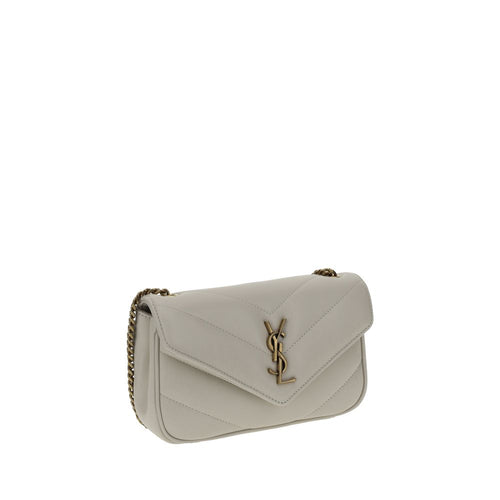 Saint Laurent Weiße Lammleder Ovis Aries Aries Umhängetasche