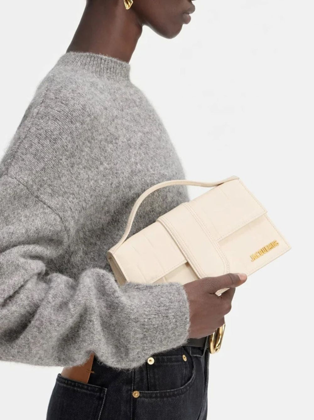 Jacquemus Ivory Cocco Le Grand Bambino Handbag Jacquemus Xosier