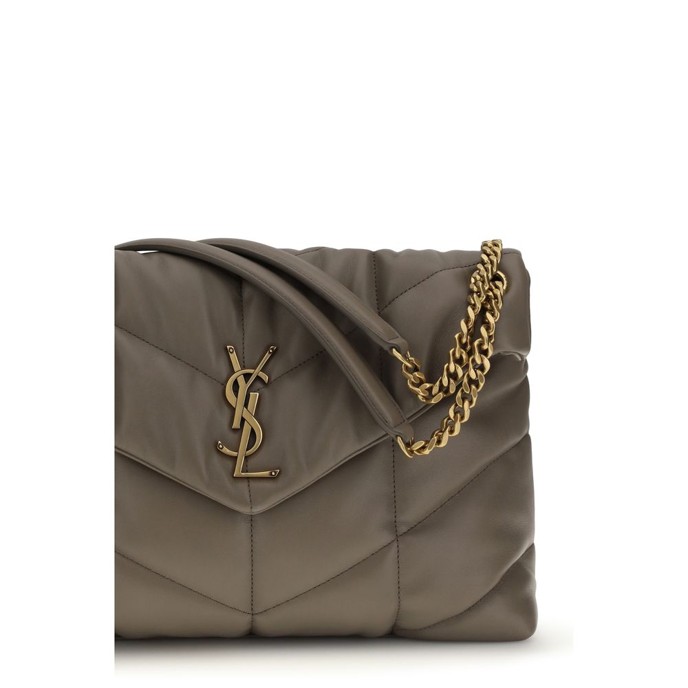 Gray Lamb Leather Shoulder Bag