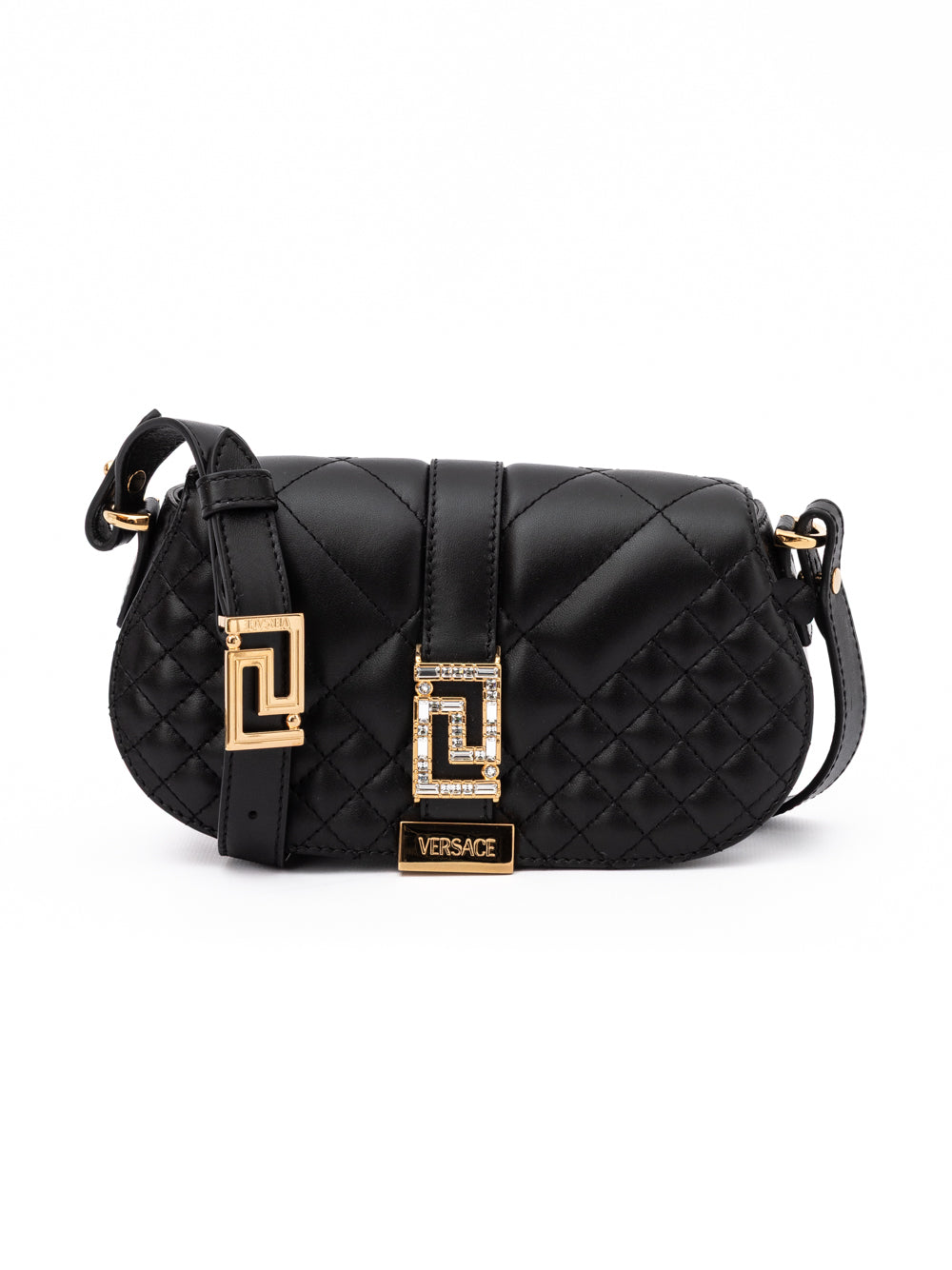 Versace Black Leather Quilted Shoulder Strap Bag Versace Xosier