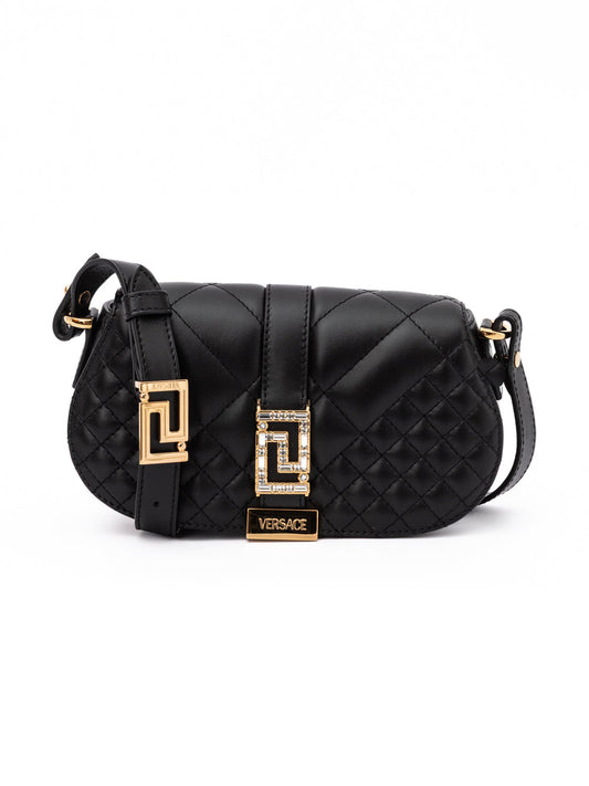 Versace Black Leather Quilted Shoulder Strap Bag Versace Xosier