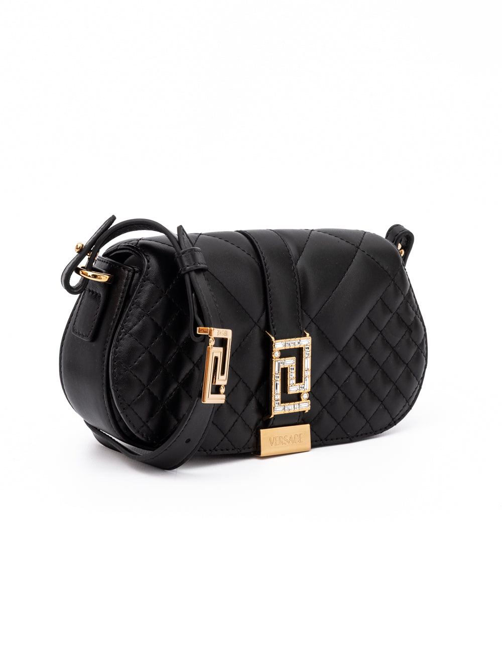 Versace Black Leather Quilted Shoulder Strap Bag Versace Xosier