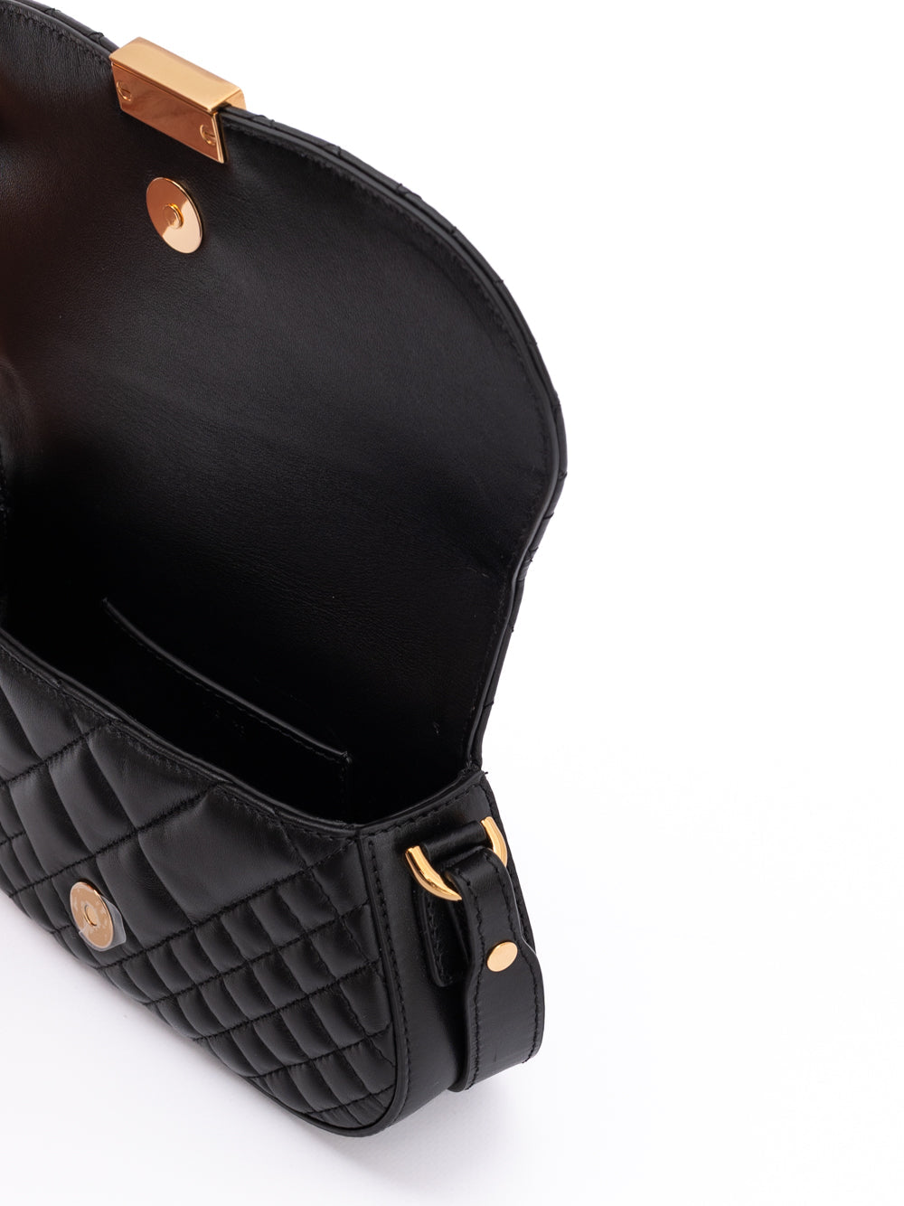 Versace Black Leather Quilted Shoulder Strap Bag Versace Xosier