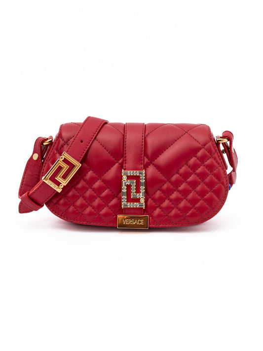 Versace Red Leather Quilted Shoulder Strap Bag Versace Xosier