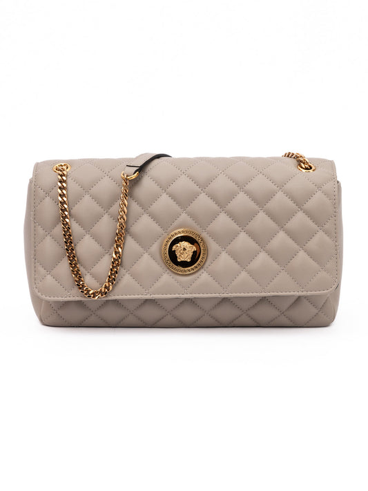 Versace Taupe Quilted Leather Shoulder Strap Bag Versace Xosier