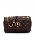 Versace Brown Quilted Leather Shoulder Strap Bag Versace Xosier