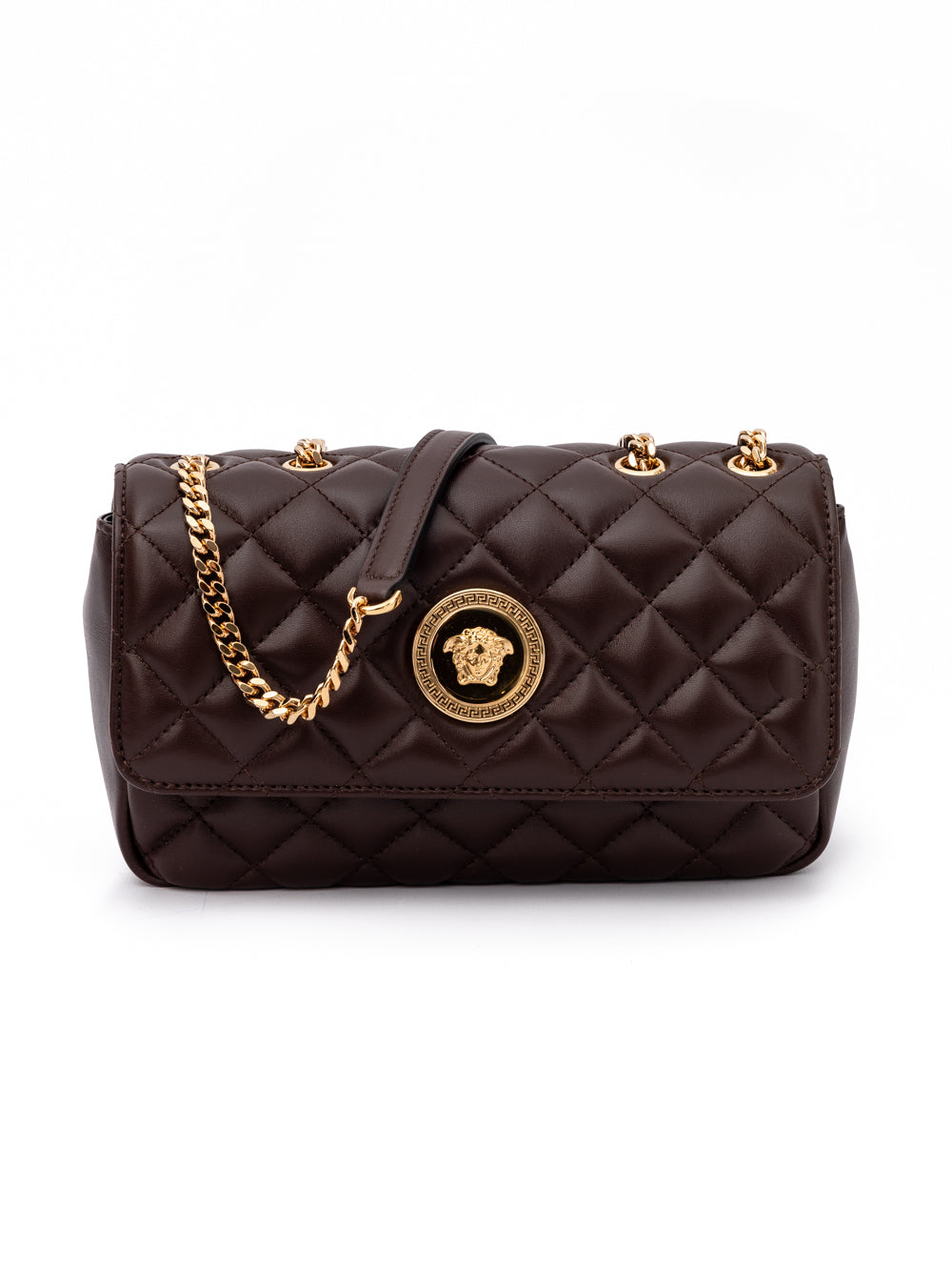 Versace Brown Quilted Leather Shoulder Strap Bag Versace Xosier