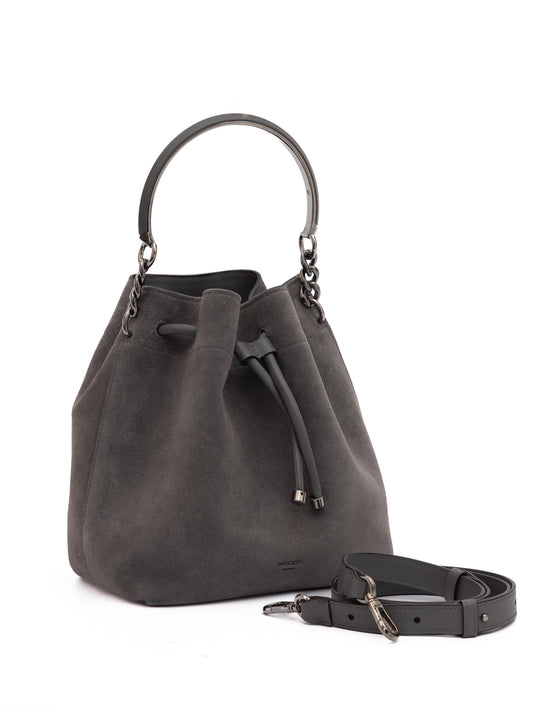 Dark Grey Bon Bon Suede Bucket