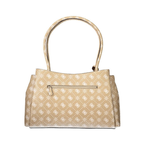 Beige Polyurethane Women Handbag