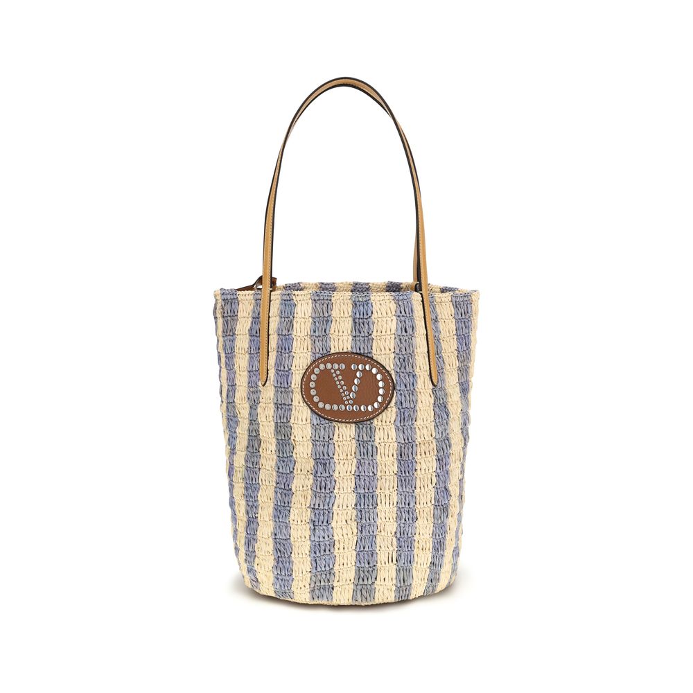 Valentino Garavani Blue Raffia Backet Bag Valentino Garavani Xosier