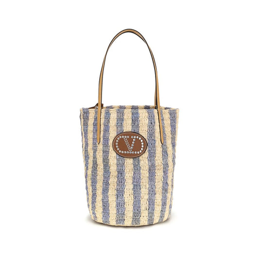 Valentino Garavani Blue Raffia Backet Bag Valentino Garavani Xosier
