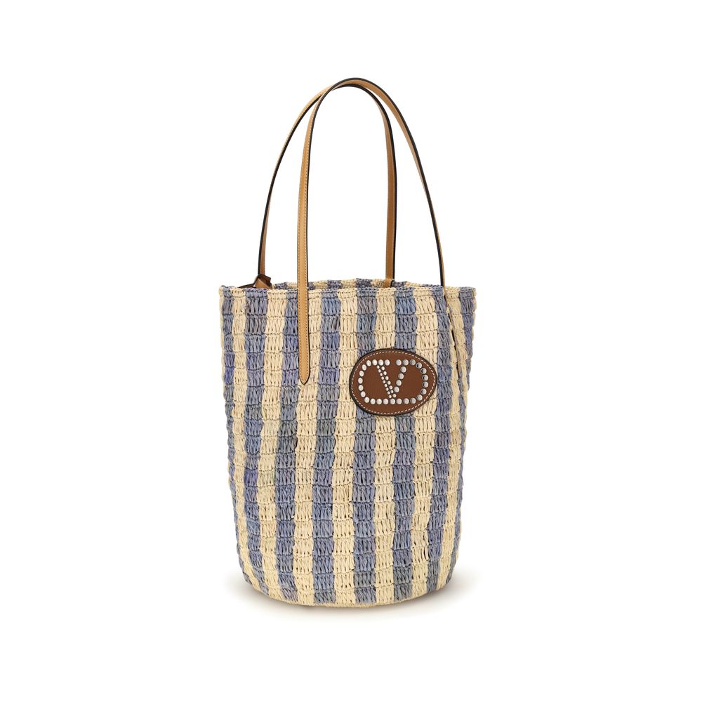 Valentino Garavani Blue Raffia Backet Bag Valentino Garavani Xosier
