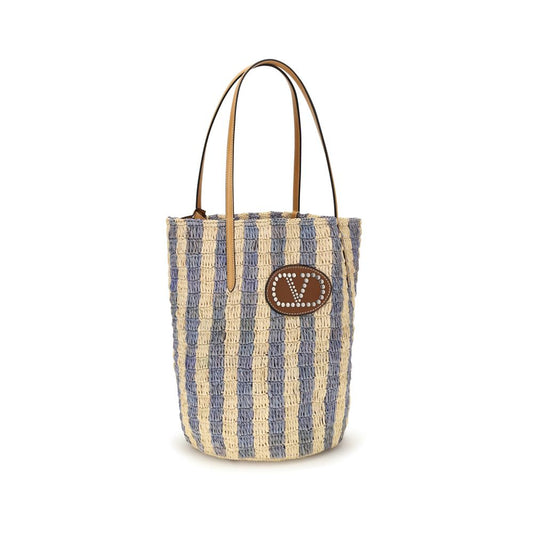 Valentino Garavani Blue Raffia Backet Bag Valentino Garavani Xosier
