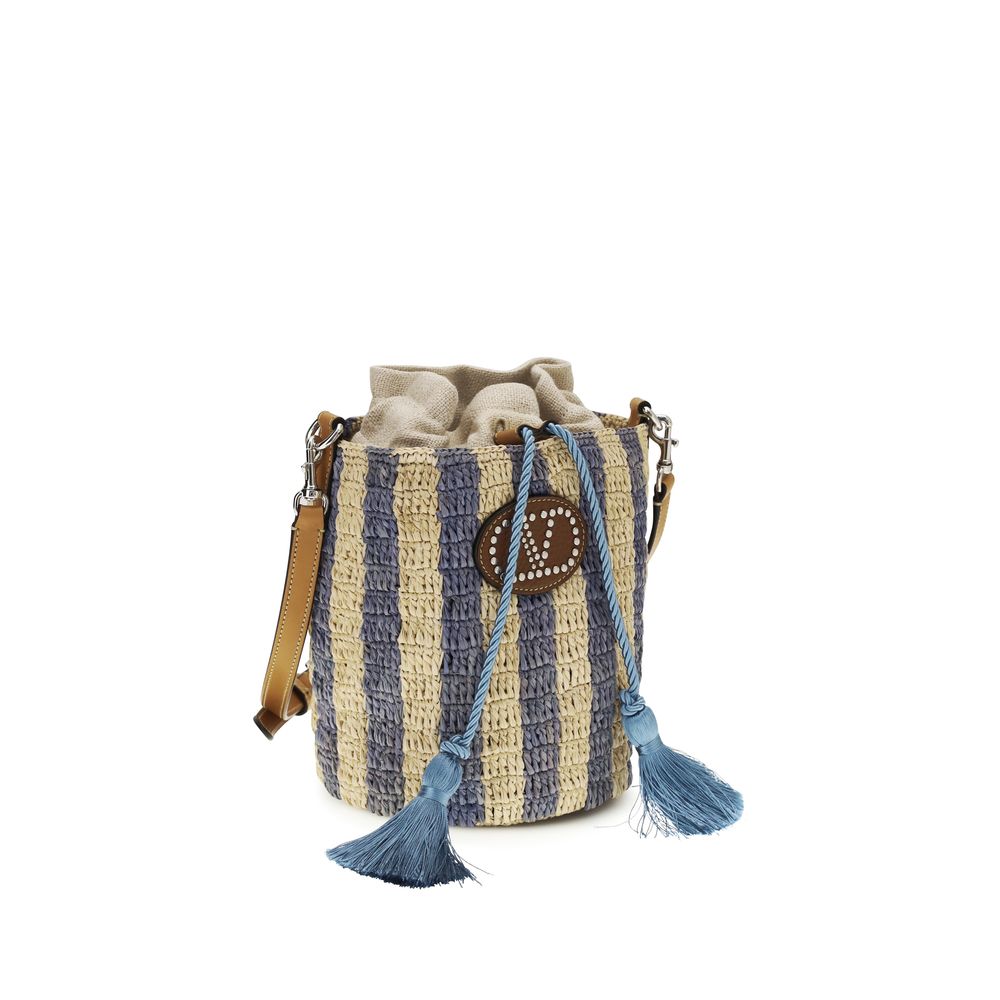 Valentino Garavani Blue Raffia Backet Bag Valentino Garavani Xosier