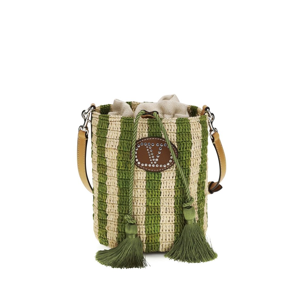 Valentino Garavani Bicolor Raffia Backet Bag Valentino Garavani Xosier
