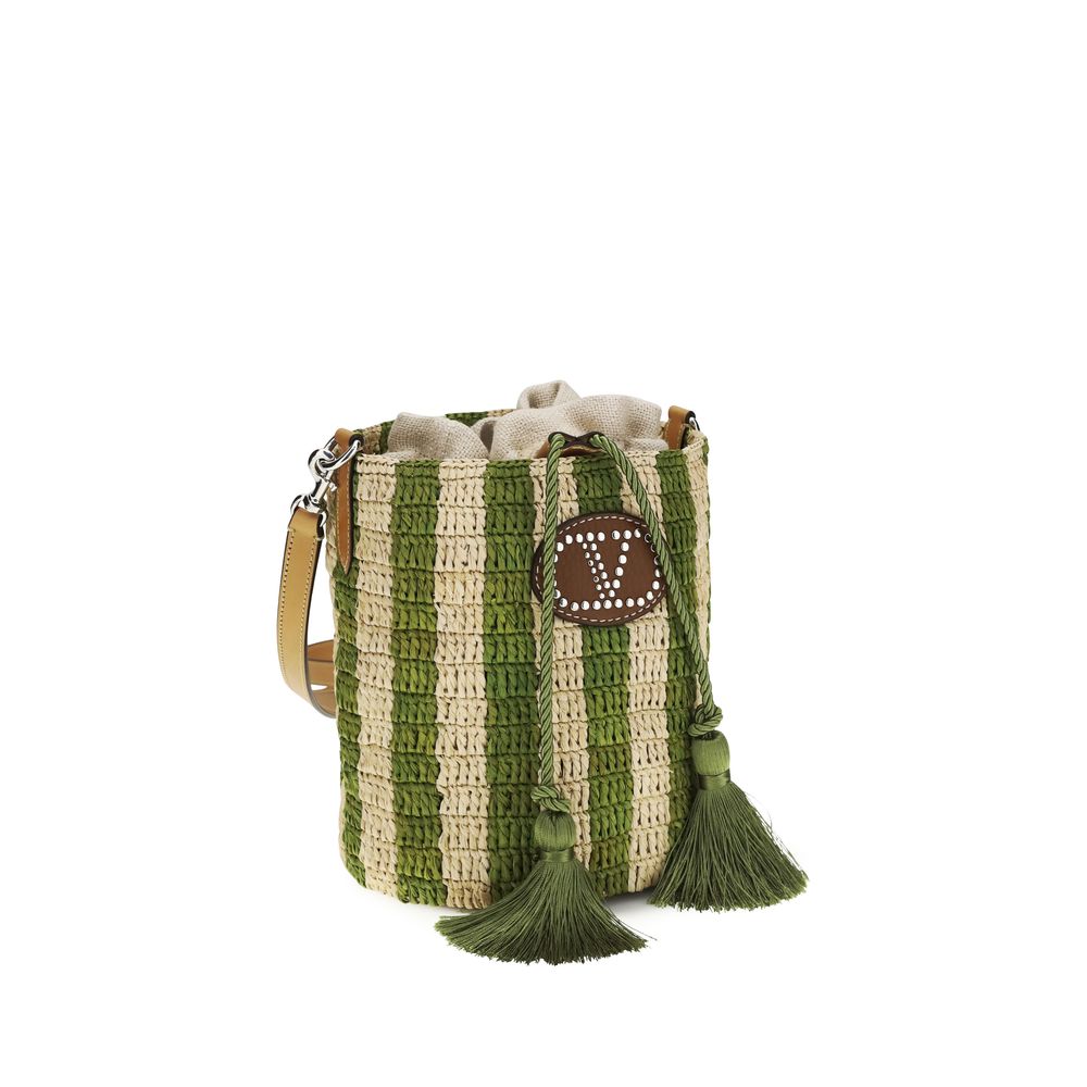 Valentino Garavani Bicolor Raffia Backet Bag Valentino Garavani Xosier