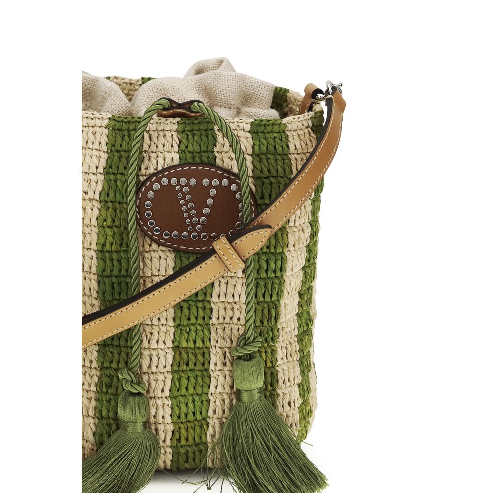Valentino Garavani Bicolor Raffia Backet Bag Valentino Garavani Xosier