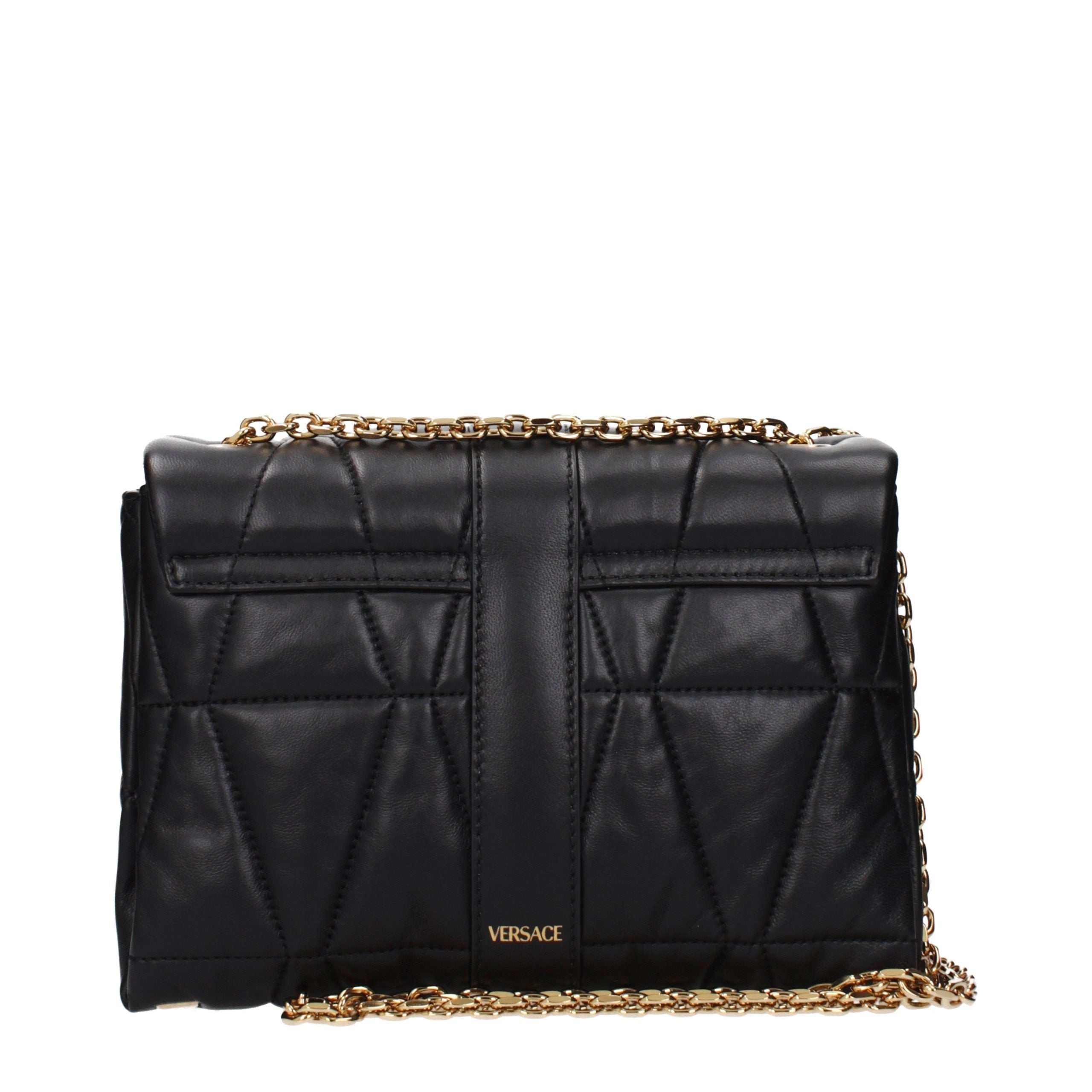 Versace Black Leather Shoulder Bag Versace Xosier