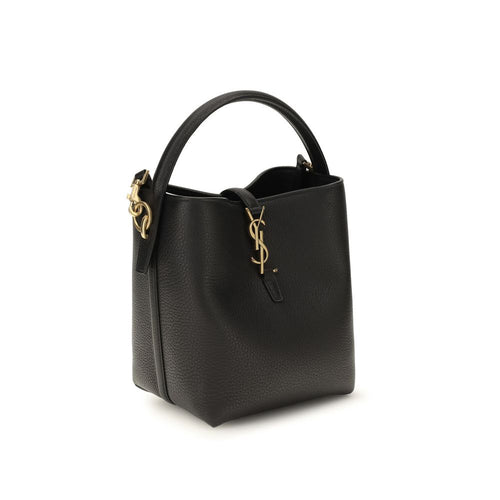 Saint Laurent Schwarze Kalbsleder Bos Taurus Backet Tasche
