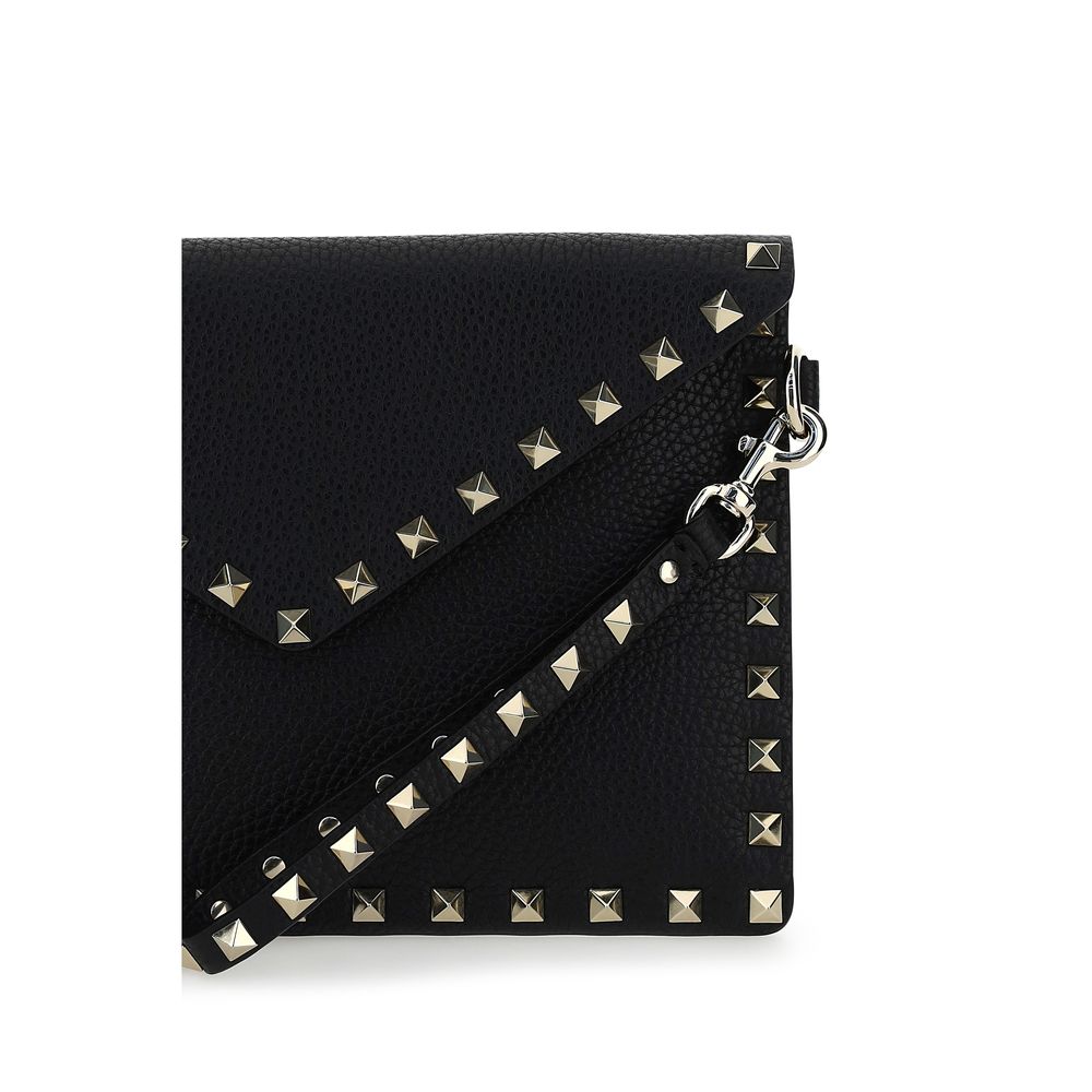 Valentino Garavani Black Calf Leather Bos Taurus Clutch Bag Valentino Garavani Xosier