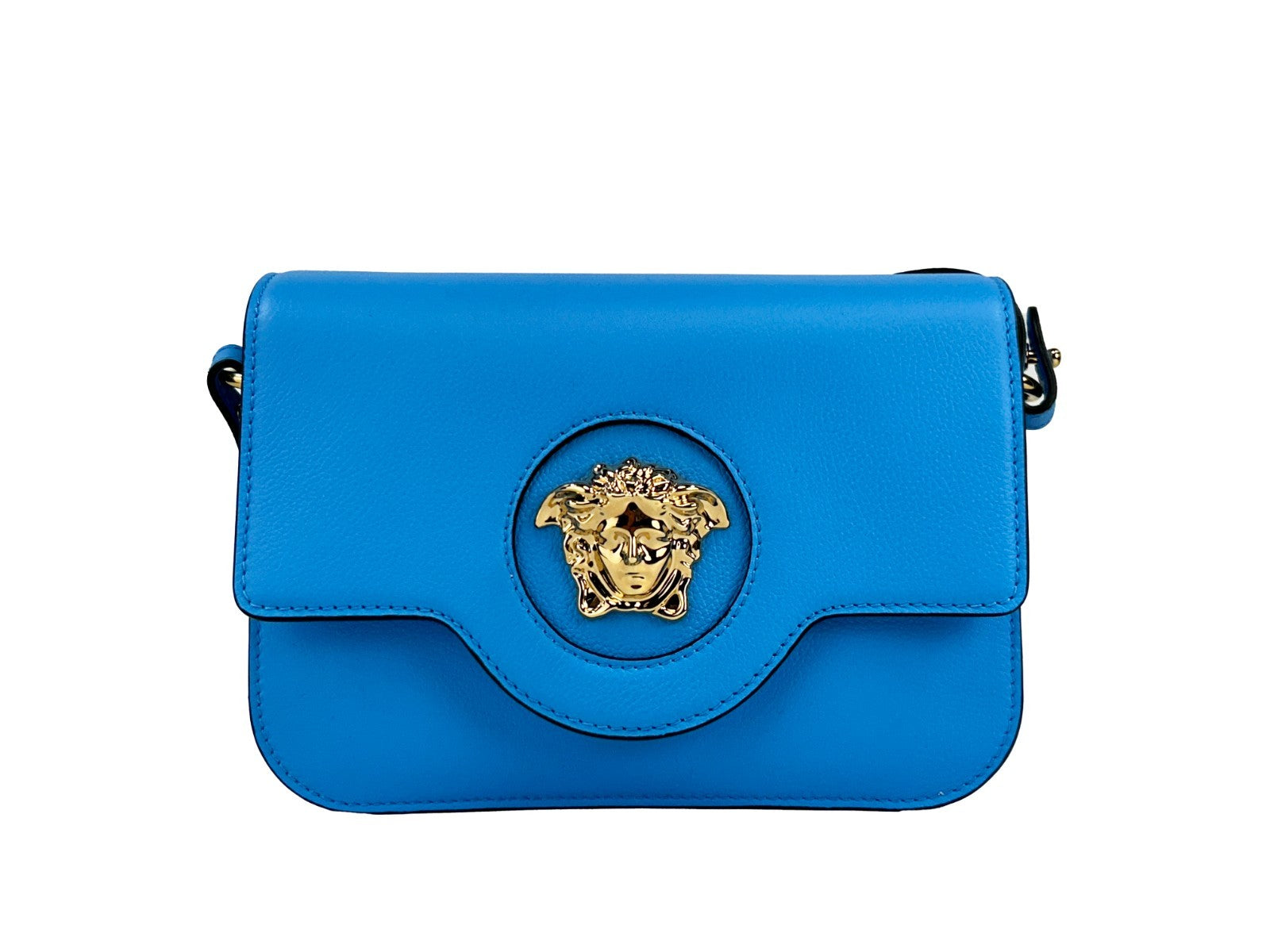 Versace La Medusa Blue Leather Shoulder Crossbody Bag Purse Versace Xosier