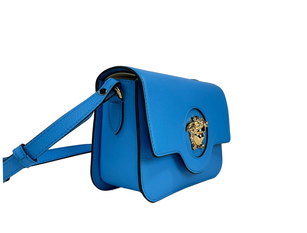Versace La Medusa Blue Leather Shoulder Crossbody Bag Purse Versace Xosier