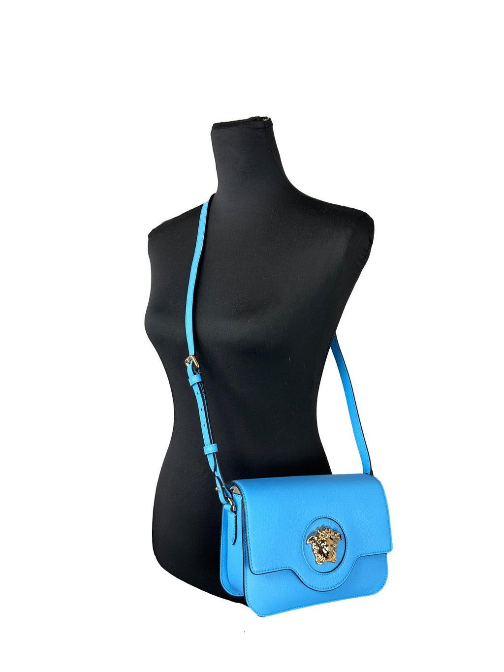 Versace La Medusa Blue Leather Shoulder Crossbody Bag Purse Versace Xosier
