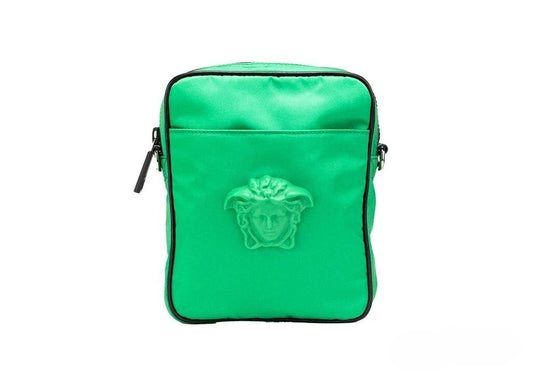 Versace Small Bright Green Nylon Fabric Medusa Crossbody Messenger Bag Purse Versace Xosier