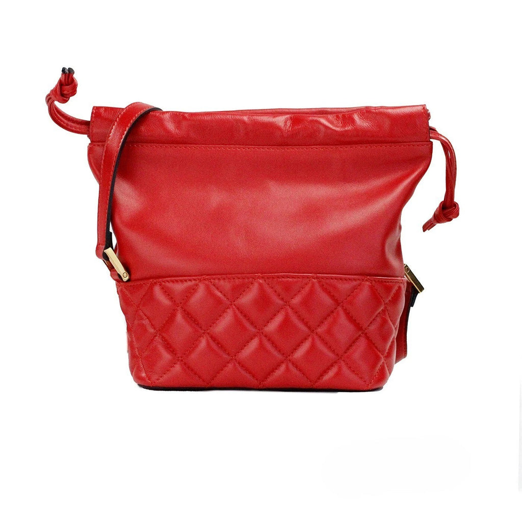 Versace Red Quilted Leather Drawstring Shoulder Bag Bucket Crossbody Handbag Versace Xosier