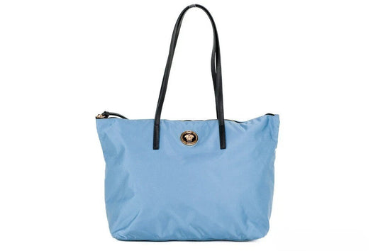 Versace Portuna Medusa Medium Cornflower Blue Nylon Leather Tote Bag Purse Versace Xosier