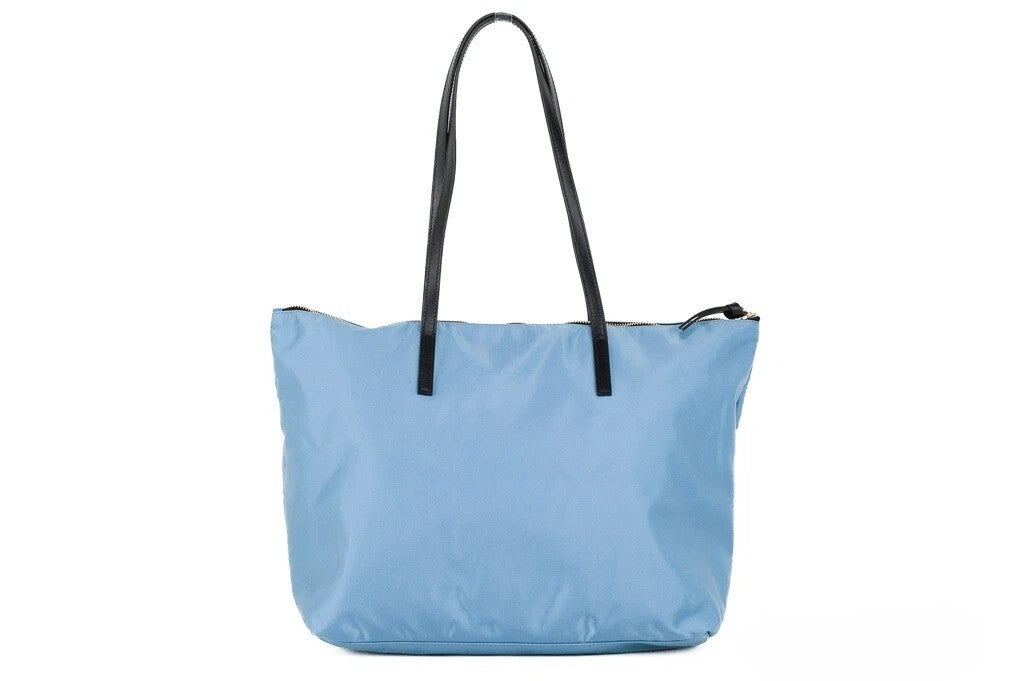 Versace Portuna Medusa Medium Cornflower Blue Nylon Leather Tote Bag Purse Versace Xosier