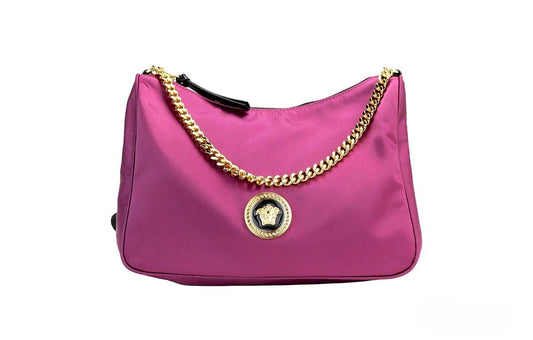 Versace Small Dahlia Nylon Fabric Medusa Pendant Crossbody Shoulder Purse Bag Versace Xosier