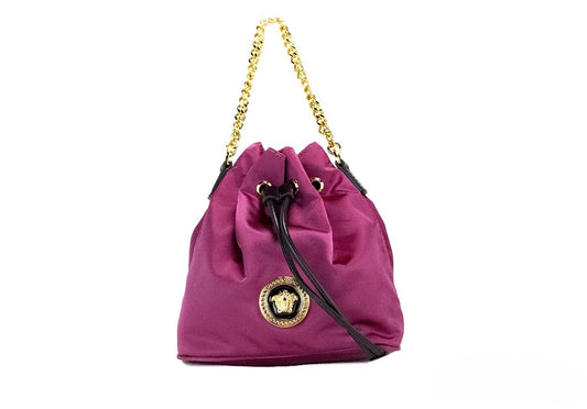 Versace Small Dahlia Nylon Medusa Pendant Bucket Chain Crossbody Bag Purse Versace Xosier