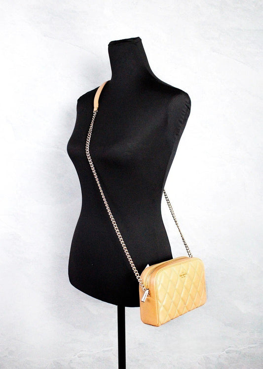 Kate Spade Carey Mini Tiramisu Quilted Smooth Leather Camera Crossbody Bag Kate Spade Xosier