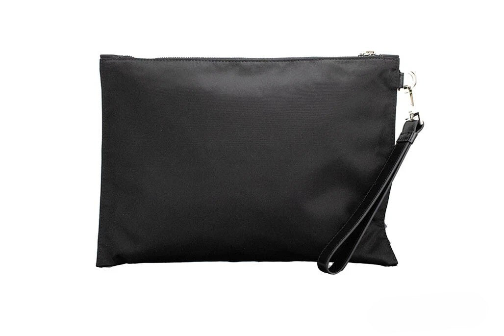Versace Large Black Nylon Fabric Medusa Convertible Pouch Clutch Wristlet Bag Versace Xosier